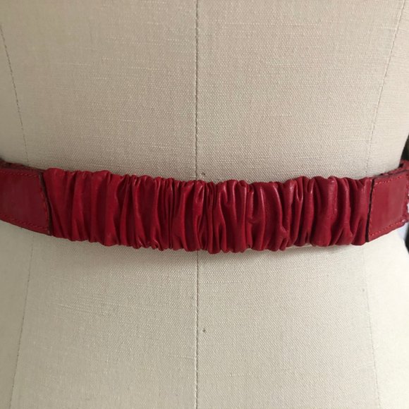 Vintage Red Leather Braided Belt with Silver - Picture 6 of 9